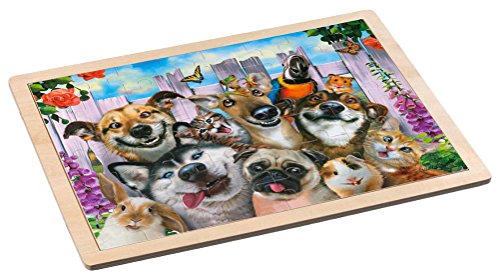 Philos 9001 - Holz-Rahmenpuzzle "Pets Selfie" 48 Teile von Philos