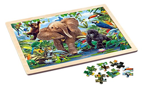 Philos 9002 - Holz-Rahmenpuzzle "Junior Dschungel" 48 Teile von Philos