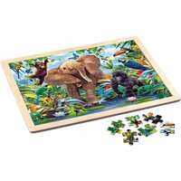 Philos 9002 - Rahmenpuzzle, Junior Jungle, Tierpuzzle, Holz, 48 Teile von Philos