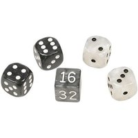 Würfel-Set für Backgammon, Kunststoff, schwarz und weiß, 16 mm, 4 Würfel, 1 Doppler von Philos
