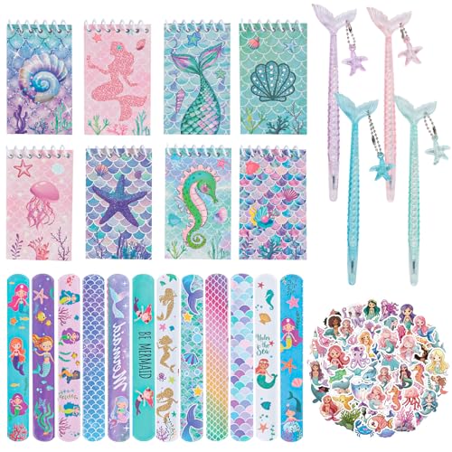 Phlognfy Meerjungfrau Party Geschenke, 8 Spirale Notizblock, 8 Neutraler Stift, 12 Armband, 50 Aufkleber, Meerjungfrau Party Mitgebsel Kindergeburtstag, für Mädchen Gastgeschenke Phlognfy Meerjungfrau Party Geschenke, 8 Spirale Notizblock, 8 Neutraler Stift, 12 Armband, 50 Aufkleber, Meerjungfrau Party Mitgebsel Kindergeburtstag, für Mädchen Gastgeschenke von Phlognfy