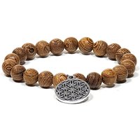 Mala-Armband mit Wengeholzperlen und Blume des Lebens-Charm Mala-Armband mit Wengeholzperlen und Blume des Lebens-Charm von Phoenix Import