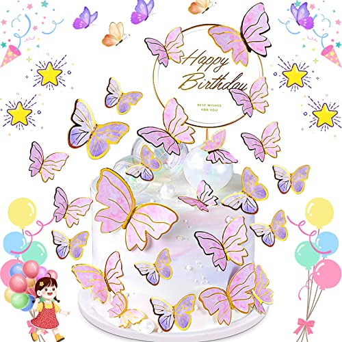 PhoenixDN 21 Stück Cake Topper, Schmetterlinge Tortendeko, Schmetterling Cupcake Topper, Schmetterling Geburtstagstorte Topper Dekoration, für Geburtstag Party Hochzeit Babyparty von SoundZero