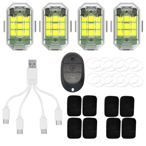 Phyachelo 4 Stück Flugzeug-Blitzlampe, Micro-USB-Aufladung, M3-Blinkeranzeige, Wasserdicht, 3,7 V, 350 MAh, Hohe Helligkeit Phyachelo 4 Stück Flugzeug-Blitzlampe, Micro-USB-Aufladung, M3-Blinkeranzeige, Wasserdicht, 3,7 V, 350 MAh, Hohe Helligkeit von Phyachelo