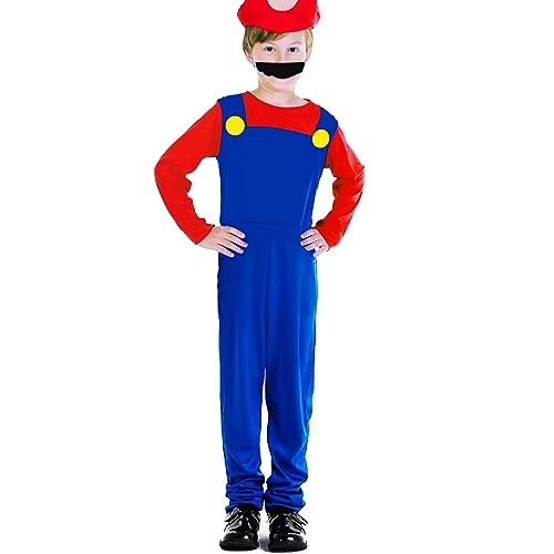 Super Kostüm Brothers Cosplay Kostüm für Kinder, Klempner Kostüm Set, Faschingskostüm Kinder mit Bodysuit Mütze Schnurrbart, Kinder Karneval Kostüm für Jungen Mädchen, Kostüm Kinder für Halloween Super Kostüm Brothers Cosplay Kostüm für Kinder, Klempner Kostüm Set, Faschingskostüm Kinder mit Bodysuit Mütze Schnurrbart, Kinder Karneval Kostüm für Jungen Mädchen, Kostüm Kinder für Halloween von Pianocean
