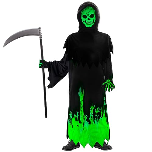 Pianocean Sensenmann Kostüm Kinder, Kostüm Sensenmann mit Sense, Faschingskostüme Kinder Leuchtendes Sensenmann Kostüm, Faschingskostüme Kinder Junge Mädchen für Karneval Halloween Party Pianocean Sensenmann Kostüm Kinder, Kostüm Sensenmann mit Sense, Faschingskostüme Kinder Leuchtendes Sensenmann Kostüm, Faschingskostüme Kinder Junge Mädchen für Karneval Halloween Party von Pianocean