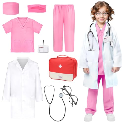 Arztkoffer Kinder, Kostüm Kinder,Arztkittel Kinder,Doktor Rollenspiel Zubehör für Fasching Halloween Cosplay Party Geschenke,Spielset für Jungen und Mädchen,Arztkittel Kinder ab 5 jahre,Größe 120,Rosa Arztkoffer Kinder, Kostüm Kinder,Arztkittel Kinder,Doktor Rollenspiel Zubehör für Fasching Halloween Cosplay Party Geschenke,Spielset für Jungen und Mädchen,Arztkittel Kinder ab 5 jahre,Größe 120,Rosa von Piashow