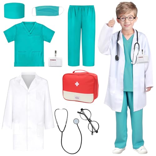 Arztkoffer Kinder, Kostüm Kinder,Arztkittel Kinder,Doktor Rollenspiel Zubehör für Fasching Halloween Cosplay Party Geschenke,Spielset für Jungen und Mädchen,Arztkittel Kinder ab 5 jahre,Größe 130,Blau Arztkoffer Kinder, Kostüm Kinder,Arztkittel Kinder,Doktor Rollenspiel Zubehör für Fasching Halloween Cosplay Party Geschenke,Spielset für Jungen und Mädchen,Arztkittel Kinder ab 5 jahre,Größe 130,Blau von Piashow