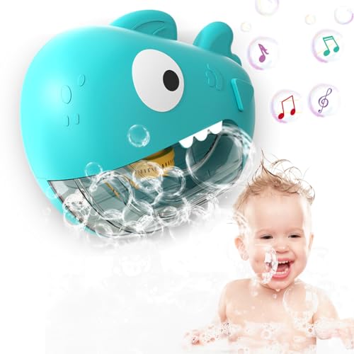 Haie Schaummaschine, Baby Schaummaschine mit Musik Badewanne Wasserspielzeug, Seifenblasenmaschine Baby mit 1000+ Blasen/Minute, Badewannenspielzeug,Geschenke für Jungen und Mädchen, Blau von Piashow