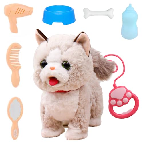 Piashow Laufender Hund Spielzeug für Kinder, Roboter Hund der Läuft, Zunge Heraus, Singen, Sprechen Lernen und Bellt, Interaktive Elektronische Haustiere Kinder Geschenk (Ragdoll Katze) von Piashow