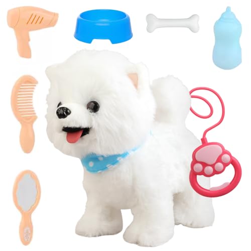 Piashow Laufender Hund Spielzeug für Kinder, Roboter Hund der Läuft, Zunge Heraus, Singen, Sprechen Lernen und Bellt, Interaktive Elektronische Haustiere Kinder Geschenk (Samojeden) von Piashow