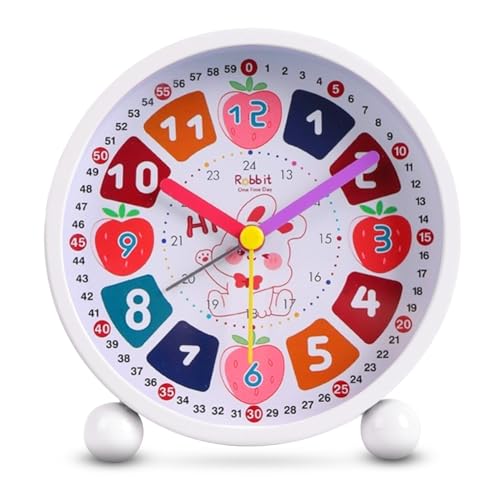 Piashow Wecker Analog Ohne Ticken, Wecker Kinder Mädchen Kinderwecker für Schulanfänger, Lernwecker mit Nachtlicht, für Jungen und Mädchen, weiß Piashow Wecker Analog Ohne Ticken, Wecker Kinder Mädchen Kinderwecker für Schulanfänger, Lernwecker mit Nachtlicht, für Jungen und Mädchen, weiß von Piashow