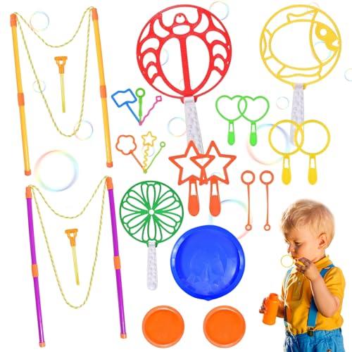 Seifenblasen Set für Kinder – 24 Stück Seifenblasen Stäbe – Bubble Maker Spielzeug für Garten, Strand & Kindergeburtstag – Große Seifenblasen Blase Zauberstab – Outdoor Seifenblasen Spielzeug von Piashow