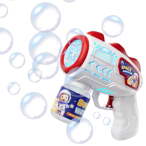 Seifenblasenpistole Kinder, Automatische Seifenblasenmaschine Kinder Bubble Gun Seifenblasen Hochzeit für Outdoor, Party, Hochzeit, Geburtstagsgeschenk & Kinderspielzeug (Rot) von Piashow