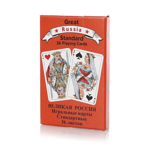 Piatnik Great Russia Standard – 36 Spielkarten im russischen Design, Bube Dame König illustriert, Ass mit „T“ gekennzeichnet, ideal für Durak, Skat, Jass u.v.m. von Piatnik Vienna