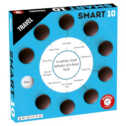 Piatnik 7193 7193-Smart Erweiterung 100 Neue Fragen-1000 Antwortmöglichkeiten | Spielbar mit der Originalspiel Family Edition, Smart 10 Zusatzfragen Travel von Piatnik