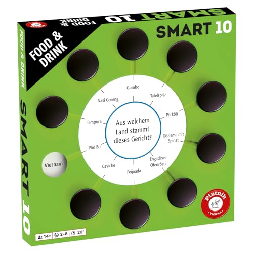 Piatnik 7192-Smart 100 Neue Fragen | 1000 Antwortmöglichkeiten | Spielbar mit der Originalspiel Family Edition, Smart 10 Erweiterung Food & Drink von Piatnik