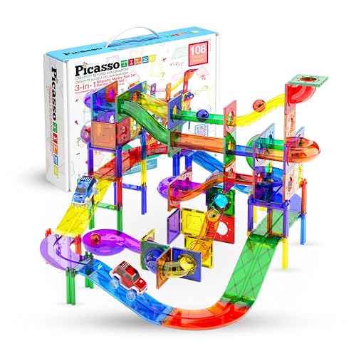 PicassoTiles 108pc 2-in-1 Murmelbahn Auto Rennbahn Combo Magnetische Fliesen PicassoToys Magnet Baustein Pädagogische Konstruktion Spielzeug Spielset STEM STEAM Lernen Kit Kind Gehirn Entwicklung PicassoTiles 108pc 2-in-1 Murmelbahn Auto Rennbahn Combo Magnetische Fliesen PicassoToys Magnet Baustein Pädagogische Konstruktion Spielzeug Spielset STEM STEAM Lernen Kit Kind Gehirn Entwicklung von PicassoTiles