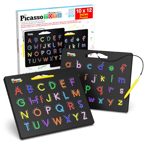 PicassoTiles 2-in-1 doppelseitige magnetische Alphabet-Tafel ABC A-Z Groß- und Kleinschreibung Schreiben von Lese-Playboards 12 x 10 Zoll großes Magnet-Tablet-Pad Open-Ended-Lernspielset PTB03 PicassoTiles 2-in-1 doppelseitige magnetische Alphabet-Tafel ABC A-Z Groß- und Kleinschreibung Schreiben von Lese-Playboards 12 x 10 Zoll großes Magnet-Tablet-Pad Open-Ended-Lernspielset PTB03 von PicassoTiles