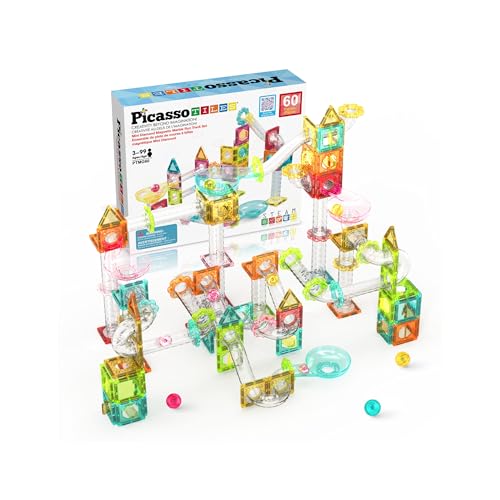 PicassoTiles 60 pc Magnet Tiles Building Block Travel Size Magnetic Marble Run Construction Toy Set Mini Diamond Marble RaceTrack Building Blocks Playset Education STEM Learning Kit Boy Girl 3+ PTMG60 PicassoTiles 60 pc Magnet Tiles Building Block Travel Size Magnetic Marble Run Construction Toy Set Mini Diamond Marble RaceTrack Building Blocks Playset Education STEM Learning Kit Boy Girl 3+ PTMG60 von PicassoTiles