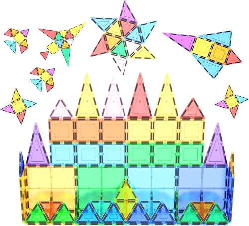 PicassoTiles 61-Piece Magnetic Building Block 61-Piece Set Magnetic Tile Construction Toy Learning Kit Engineering Mint Educational Play Set Creative Children Brain Development Stacking Blocks PT61 von PicassoTiles