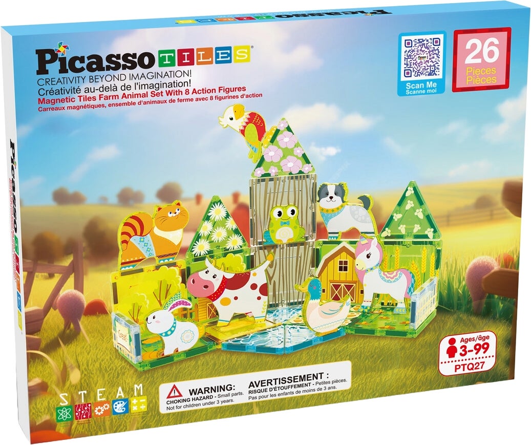 PicassoTiles Bausatz Bauernhof mit 8 Tiere 26 Teile von PicassoTiles