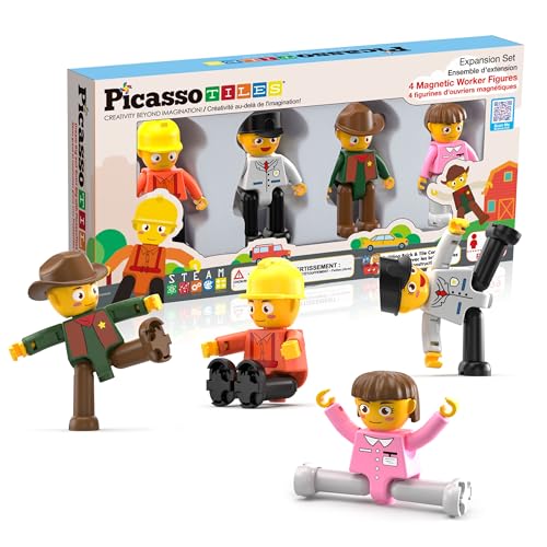 PicassoTiles Beruf Charakter Actionfiguren Kleinkind Spielzeug-Set Rollenspiel Magnet Erweiterungspaket Add-on STEM Konstruktion Baustein Fliesen PTA02 von PicassoTiles