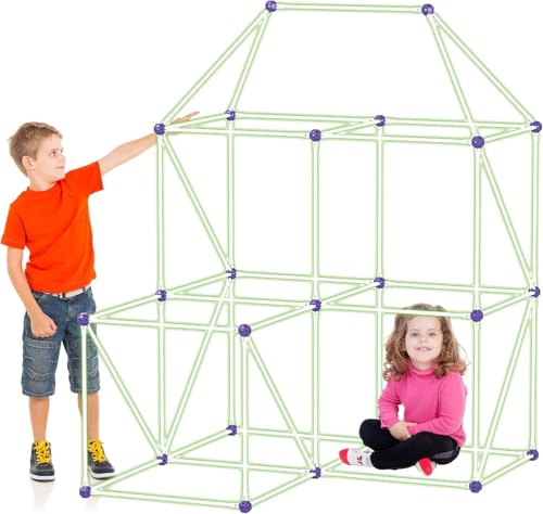 PicassoTiles Kids Fort Building Kit Glow In The Dark Playset 125 Piece Indoor Outdoor Toy Set Fort Construction Builders Toys for Boys Girls STEM Learning Castle System Tunnel Tent Rocket Pretend Play von PicassoTiles
