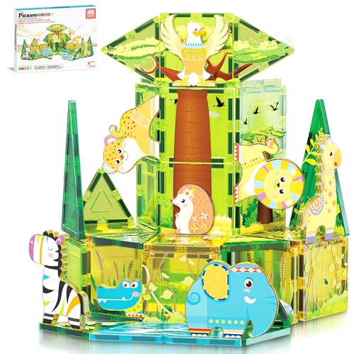 PicassoTiles Magnet Tile Building Block Safari Themed Set with 8 Compatible Magnetized Animal Action Figures Build Blocks Toddler Creativity Toys STEAM Educational Learning Skills Ages 3+ PTQ12 PicassoTiles Magnet Tile Building Block Safari Themed Set with 8 Compatible Magnetized Animal Action Figures Build Blocks Toddler Creativity Toys STEAM Educational Learning Skills Ages 3+ PTQ12 von PicassoTiles