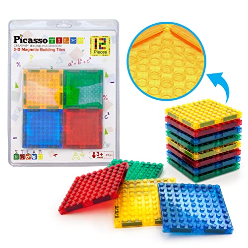 PicassoTiles Magnetic Brick Tiles STEM Creative Magnetic Tiles Building Block Set Building Brick Construction Toy Socket Spikes Toys Accessory Educational Imaginative Learning Kit Stacking Set von PicassoTiles