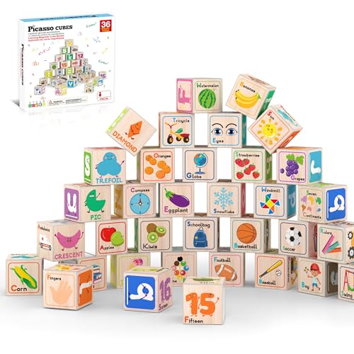 PicassoTiles Magnetische Würfel Magnet-Baustein Sensorisches Aktivitätszentrum 1" Puzzle-Würfel 216 Muster Früherziehungsspielzeug Buchstaben-Alphabet-Zahlen-Form STEAM-Lernblöcke von PicassoTiles
