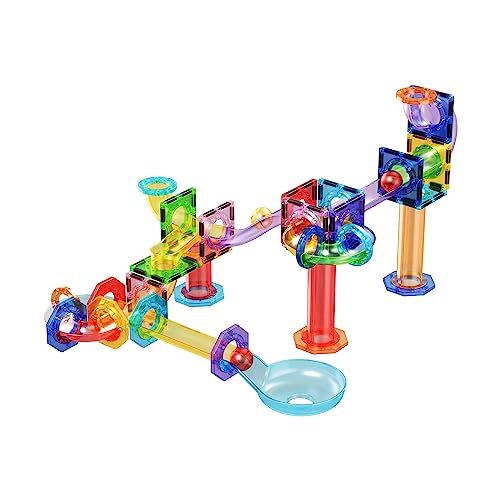 PicassoTiles Marble Run 60 Piece Race Track Magnetic Tiles Magnet Building Block Educational Construction Toy Set Playset STEM Learning Kit Child Brain Development HandEye Coordination Training PTG60 von PicassoTiles