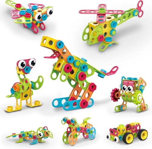 PicassoTiles STEM Learning Toys 250 Piece Building Block Kids Construction Engineering Kit Toy Blocks Children Early Education Playset w/Free IdeaBook, Power Drill, Clickable Ratchet, Age 3+ PTN250 von PicassoTiles