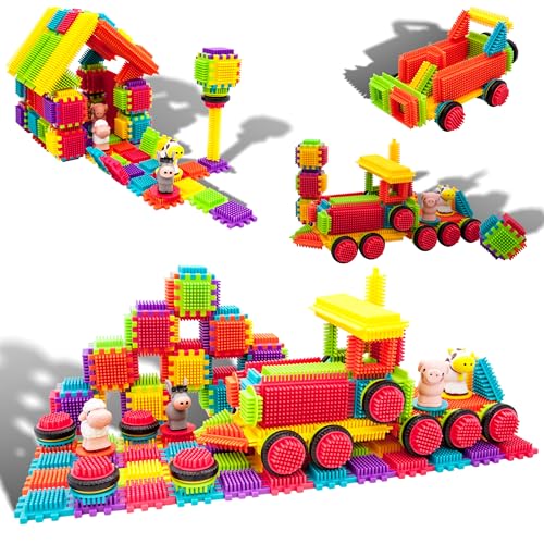 Wnaldc PTB151 151 Stück Bristle Lock Block STEM Building Tiles Truck Theme Set Learning Playset STEM Toy Set Lernset Kinder Brain Development Preschool Kindergarten Toy w/Tier Figuren Wnaldc PTB151 151 Stück Bristle Lock Block STEM Building Tiles Truck Theme Set Learning Playset STEM Toy Set Lernset Kinder Brain Development Preschool Kindergarten Toy w/Tier Figuren von PicassoTiles