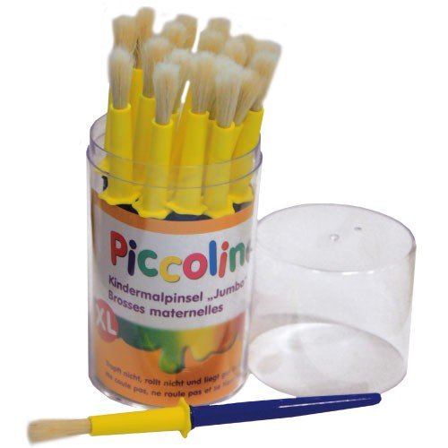 Piccolino Kinder Malpinsel Kinderpinsel Set Jumbo mit Tropfschutz, Borsten-Ø 7mm, 20 Stück von Piccolino