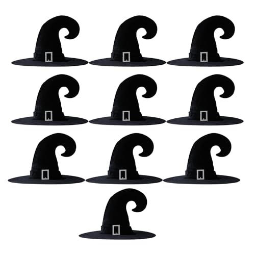 10 Stück Halloween Hexenhut Bequeme Maskeraden Party Kopfbedeckungen Weicher Stoff Zauberer Kostüm Zubehör von Piceioep