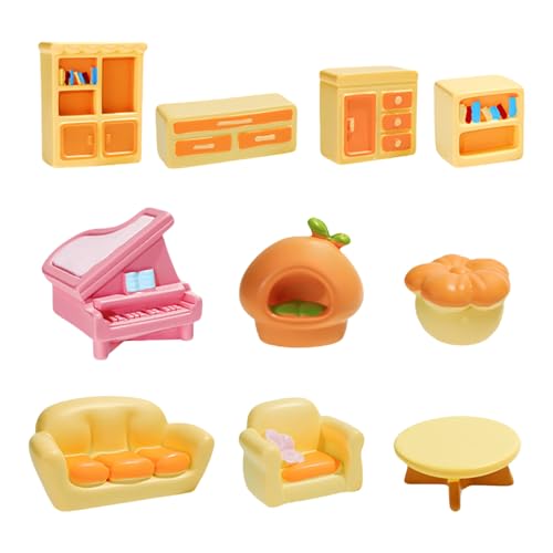 10-teiliges Miniatur-Wohnzimmermöbel-Zubehör-Set für Gartenlandschaft und Puppenhäuser, Harz, Sofa, Tisch, Ornamente 10-teiliges Miniatur-Wohnzimmermöbel-Zubehör-Set für Gartenlandschaft und Puppenhäuser, Harz, Sofa, Tisch, Ornamente von Piceioep