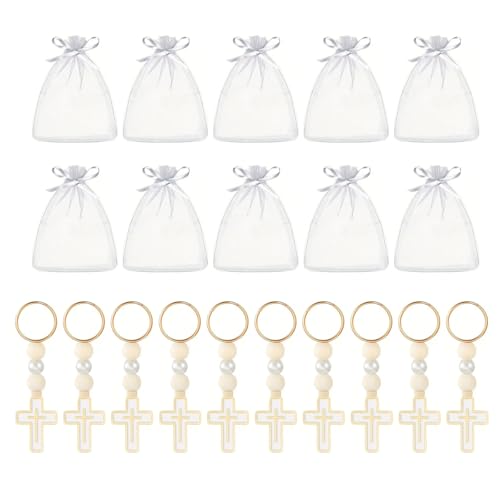 Piceioep 10-teiliges Holzperlen-Schlüsselanhänger-Set, gekreuzter Anhänger, Schlüsselanhänger mit Kordelzugbeutel für Babypartys, Hochzeiten, Partyzubehör Piceioep 10-teiliges Holzperlen-Schlüsselanhänger-Set, gekreuzter Anhänger, Schlüsselanhänger mit Kordelzugbeutel für Babypartys, Hochzeiten, Partyzubehör von Piceioep