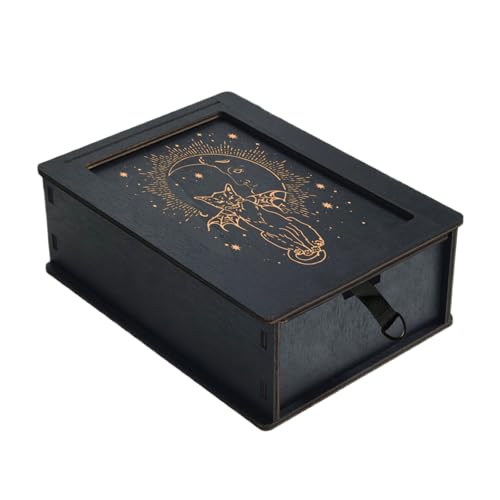 Piceioep Holztarotskarte Aufbewahrung Hülle Tragbare Tarotkartenbox Astrologie Wahrsager Aufbewahrung Hülle Push Pull Card Container Holz Tarot Karten Aufbewahrungskoffer Tarotskartenhalter von Piceioep