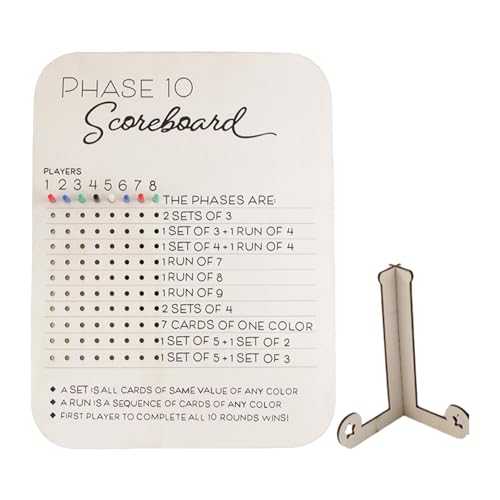 Piceioep Leichte Gewichtsbewertungsbrett Holz Phase 10 Anzeigetafel Phase 10 Score Board Mit Farbigen Stiften Für Tischspiel Dauerhafte Leichtgewichts Bewertungsbrett von Piceioep