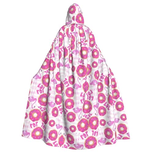 Pidgazdfgv Kapuzenumhang mit Flamingo und Donuts, Unisex, für Erwachsene, Cosplay-Kostüme, 147,3 cm, Halloween, Weihnachten, Party, Verkleidung von Pidgazdfgv