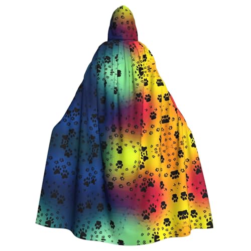 Pidgazdfgv Kapuzenumhang mit Pfotenabdruck-Muster, Unisex, für Erwachsene, Cosplay-Kostüme, 147,3 cm, Halloween, Weihnachten, Party, Verkleidung von Pidgazdfgv