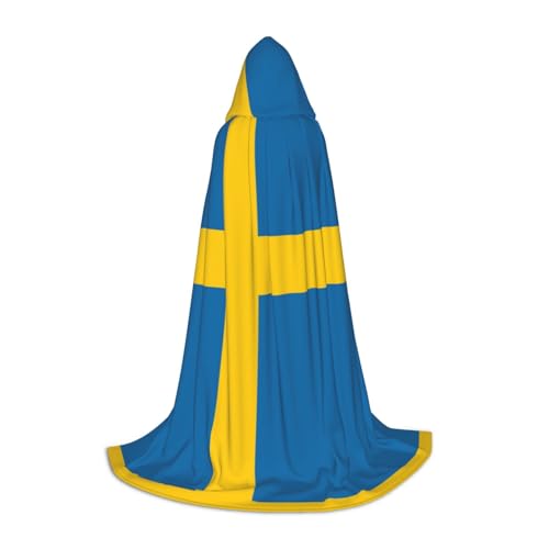 Pidgazdfgv Kapuzenumhang mit schwedischer Flagge, Halloween, Kinderkostüm, Kostüm, Party, Cosplay von Pidgazdfgv