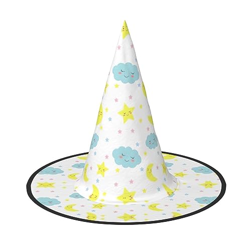 Pidgazdfgv Mond Wolke Stern Halloween Hut Weihnachten Party Cosplay Kostüm Herren Damen Klassisches Accessoire Fasching Haar von Pidgazdfgv