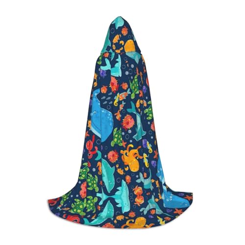 Pidgazdfgv Ocean Whale Fish Octopus Hooded Cape Halloween Child Fancy Dress Up Accessories Costume Party Cosplay von Pidgazdfgv