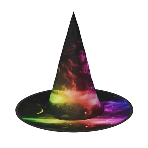 Pidgazdfgv Regenbogen-Himmel und Mond, Halloween-Mütze, Weihnachtsfeier, Cosplay, Kostüm, für Herren und Damen, klassisches Accessoire, Faschingshaar von Pidgazdfgv
