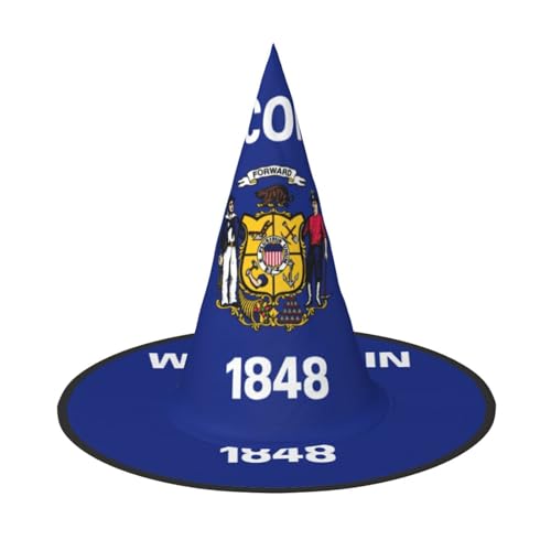 Pidgazdfgv Wisconsin State Flag Halloween Hut Weihnachten Party Cosplay Kostüm Herren Damen Klassisches Accessoire Fasching Haar von Pidgazdfgv
