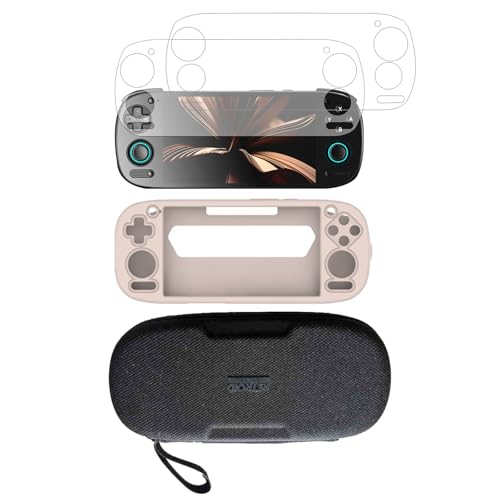 Pidynx 3-in-1-Schutz-Set für Retroid Pocket 5 – Silikonhülle + Displayschutzfolie aus gehärtetem Glas (2 Stück) + Tragetasche für RP5 Handheld-Spielekonsole (grau) von Pidynx