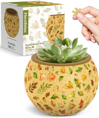 PieceRelax 3D Puzzle Blumentopf – Elegant Green | 80 Kunststoffteile | DIY-Pflanztopf zum Selbstbauen | Entspannendes Geschenk für Pflanzenliebhaber [K1105] von PieceRelax