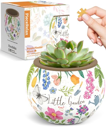 PieceRelax 3D Puzzle Blumentopf – Little Garden | 80 Kunststoffteile | DIY-Pflanztopf zum Selbstbauen | Entspannendes Geschenk für Pflanzenliebhaber [K1116] von PieceRelax